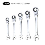 Flex Head Ratcheting Wrench Set,Combination Ended Spanner kits, Chrome Vanadium Steel Hand Tools Socket Key Ratchet Wrench set