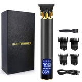 3 Modes Men Professional Electric Hair Clippers LCD Display T-Outliner Blade Hair Trimmer USB Rechargeable Hair Cutting Machine