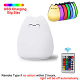 Silicone Touch Sensor LED Night Light For Children Baby Kids 7 Colors 2 Modes Cat USB Charging LED Night Lamp Surface Touch Lamp