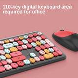 Kawaii Wireless Keyboard and Optical Mouse Combo Silent 2.4GHz Wireless with Colorful Cute 110 Keys Full-Sized Keyboard for PC