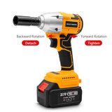 Cordless Impact Wrench Brushless 330NM Torque Stepless Speed with 21V Li-ion Battery and Charger Variable Speed with 22mm Socket