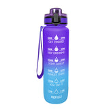 1L Motivational Sports Water Bottle Leakproof Flip Top Water Bottle with Time Marker and Removable Strainer for Sports Workout