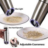 Electric Salt And Pepper Grinders Stainless Steel Automatic Gravity Spice Mill Adjustable Coarseness Kitchen Gadget