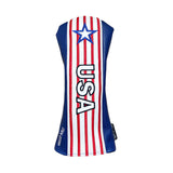 Golf Wood Cover USA Stripes For Driver Fairway Hybrid Waterproof Protector Set PU Leather Golf Headcover Soft Durable Number Tag