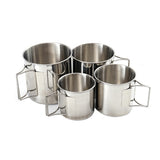 4PCS 304 Stainless Steel Outdoor Camping Cup Set Trekking Camping Cups Travel Hiking Cookware Equipment Accessory