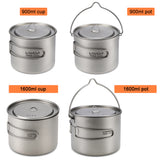 Lixada 1600ml Titanium Pot Ultralight Portable Hanging Pot with Lid and Foldable Handle Outdoor Camping Hiking Backpacking