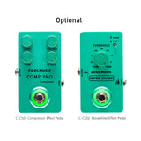 COOLMUSIC Compressor Effect Pedal True Bypass Guitar Effect Pedals with 4 Rotating Knobs Foot Switch for Electric Guitar Bass 9V