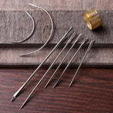 DIY Copper Handle Awl Sewing Set Leather Canvas Shoes Repair Tool Hand Stitching Leather Craft Sewing Tool Needle Punch Awl Kit