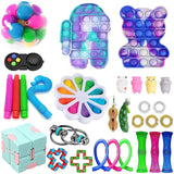 Popite Dimple Fidget Toys Set Box Pushs Bubble Fidget Toys Pack Children Adult Sensory Popete Game Kit Stress Reliever Toy