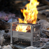 Outdoor Grill Stove Stand &amp; Barbecue Grill Wood Burning Stove Camping Pot Holder BBQ Firewood Bracket For Hiking Picnic BBQ