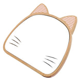 1 Pc Adjustable Makeup Mirror Wooden Cartoon Cat Table Cosmetic Mirror (Khaki)