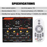 Aqta World V9 Plus Professional Audio Mixer Audio USB External Sound Card Headset Microphone Webcast Streamer Live Sound Card