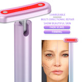 4 in 1 Skincare Wand Vibrating EMS Microcurrent Red Light Therapy Therapeutic Warmth Facial Eye Massage Face Lift Beauty wand