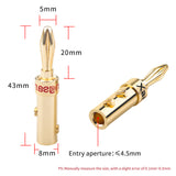 50Pcs Pure Copper Gold-plated Welding-free Lantern Banana Plug  Connector Non-magnetic Speaker Cable Dedicated Adapter