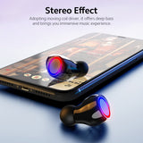 2021 TWS BT 5.0 Wireless Stereo Earphones Touch Control Deep Bass Sports Headset Noise Reduction with Mic Flashlight Function