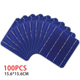 4.79W 100Pcs Portable Solar Cells Panel System Monocrystalline Silicon Battery Chargers Phone Solar Panel Cell 156*156mm Blue