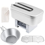 Mini Folding Camping Stove Lunch Box Steaming Rack Bowl Combo Set for Picnic Camping Hiking Fishing Mountaineering