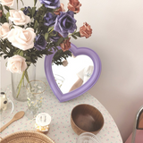 Mirror Desktop Pink Love Makeup Mirror Wall Mounted Dual-Use Heart-Shaped Hanging Mirror Vanity Mirror Girl Room Wall Decoration