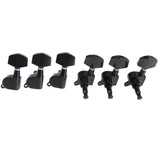 6 Pieces Black Sealed Electric Tuning Pegs Tuner Machine Head 3R 3L &amp; 1 Set Acoustic Guitar Bridge Pins Saddle Nut Part
