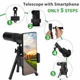 10-300X 30mm Super Telephoto Lens Monocular Auto Focus Mobile Phone Camera Lens with Tripod and Clip Mobile Phone Accessories