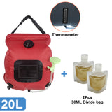 Switchable Shower Head20L Water Bags Outdoor Camping Solar Shower Bag Foldable Heating Camp Shower Hiking Climbing Bath Bag