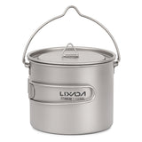 Lixada Lightweight Titanium 750ml Pot with Folding Spork for Outdoor cookware tableware Hiking Backpacking Camping supplies