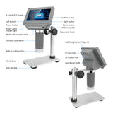LCD Video Microscope with 32GB TF Card 1000X Microscope Telescope 1080P with  IR Remote Adjustable Metal Stand LED Support