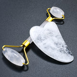 Facial Masssage Jade Roller Gua Sha Tool Set Natural Rock Quartz Neck Back Acupuncture Body Scraper Anti Aging Cellulite Removal
