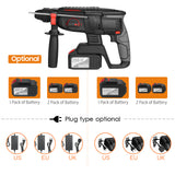 21V Brushless Heavy Duty 4 Function Rotary Hammer Drill 1 Inch SDS-plus Adjustable Grip 980 RPM Cordless Drill Demolition Kit