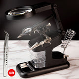 Magnifying Glass Soldering Iron With LED Light Storage Box 3X 4.5X 25X Helping Hand Rework Station Repair Welding Tools