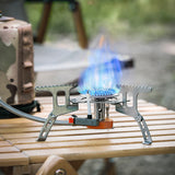 3500W Outdoor Camping Furnace Outdoor Gas Stove Picnic Barbecue Stoves Windproof Cooking Metal Foldable Furnace