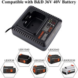 LCS36 LCS40 Battery Charger For Black And Decke 36V 40V Max Lithium-Ion Battery LBXR36 LBX36 LBXR2036 LBX1540,EU Plug