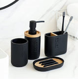 Bathroom Accessories Set - 4-Piece Bathroom Gift Set with Soap Dispenser, Glass, Soap Dish, Home Toothbrush Holder (White)