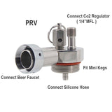 Stainless Mini Keg Beer Spear Fit US Beer Faucet Works 2/3.6/4L Kegs Include 30cm Silicone Hose, NO Faucet No CO2 Regulator