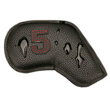 Golf Head Covers for Irons Fit Most Brands 11Pcs/Set Black Pu Leather Lightweight Soft Waterproof Durable Headcover