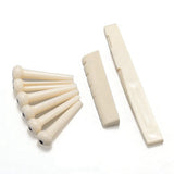 1 set 6 Bridge Pins + Saddle + Bridge Saddle Bone White &amp; 6Pcs Guitar String Tuning Peg Tuner Machine Head