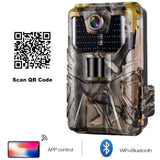 WIFI Trail Camera  Live Show Bluetooth APP Control Hunting Cameras 24MP 1296P Night Vision IP66 Outdoor Wildlife Surveillance