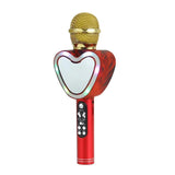 Heart Shape Bluetooth Karaoke Microphone,4 in 1 with LED Lights for KTV