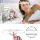 Digital Alarm Clock Electronic Smart Large LED Display Mirror Snooze Time Table Desk 2 USB Charger Ports for Iphone Android