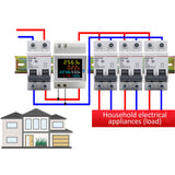 45Hz-65Hz Digital Din Rail Power Energy Meter Wattmeter AC 40-300V 100A Voltmeter Ammeter Monitor