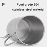 350ml Stainless Steel Camping Cup with Handle Outdoor Cup Mug for Hiking Backpacking Fishing