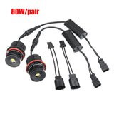 80W 1pair LED Angel Eyes Marker Lights LED Angel Eyes Halo Ring Marker Light Bulb Replacement for BMW X5 E39 E53 E60 E63
