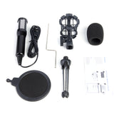 Video Microphone Kit USB Plug Home Stereo Condenser MIC Desktop Tripod for PC YouTube Video Skype Chatting Gaming Recording
