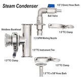 Homebrew Steam Condenser Weldless 1.5"Tri Clamp Indoor Boil Kettle Part Food Grade 304 Stainless Steel