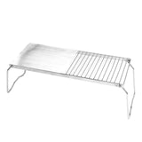 2 in 1 Outdoor Folding Stove Stand Barbecue Grill Camping Table Pot Holder BBQ Net Firewood Bracket For Hiking Picnic BBQ Party