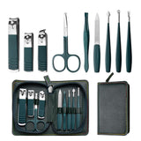 9 In 1 Manicure Set With Leather Case Professional Stainless Steel Nail Clippers Portable Manicure &amp; Pedicure Kit For Women Men