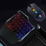 One-Handed Gaming Keyboard Mouse Set RGB Backlit Portable Mini Gaming Keypad Mouse Game Controller for PC PS4 Xbox Gamer