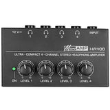 Eu Plug,Ha400 Ultra-Compact 4 Channels Mini Audio Stereo Headphone Amplifier With Power Adapter Black