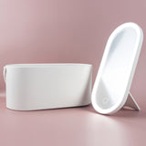 New LED Makeup Mirror With Cosmetic Mirror Box Lighted Vanity Mirror Makeup Travel Case For Skincare Eyelash Jewelry Organizers