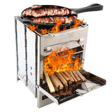 Ultralight Outdoor Burning Stove Oven Fold Barbecue Charcoal Grill Stove Shish Kabob Stainless Steel BBQ Patio Camping Picnic